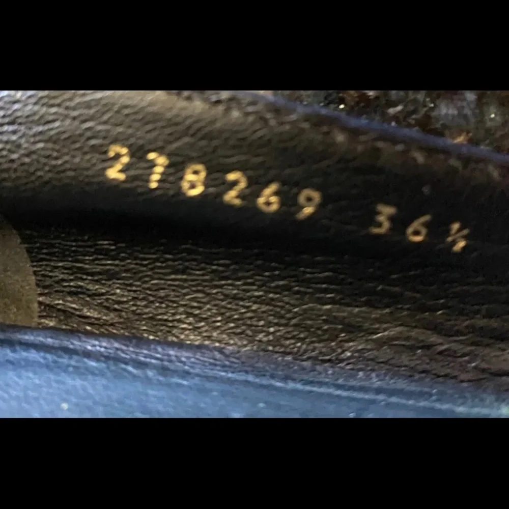 GUCCI women's black leather ballet flats Size 36.5 Made In Italy GG Logo. - Picture 4 of 9